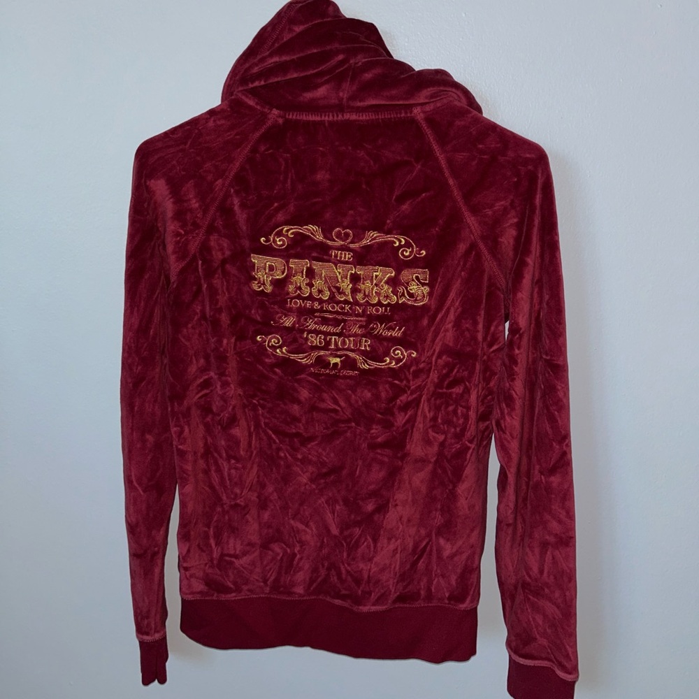 PINK Victoria's Secret Red Hoodie with Gold Accents